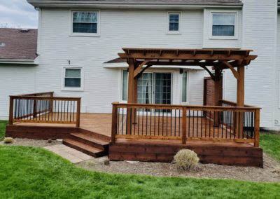 Freshly stained deck in Iowa